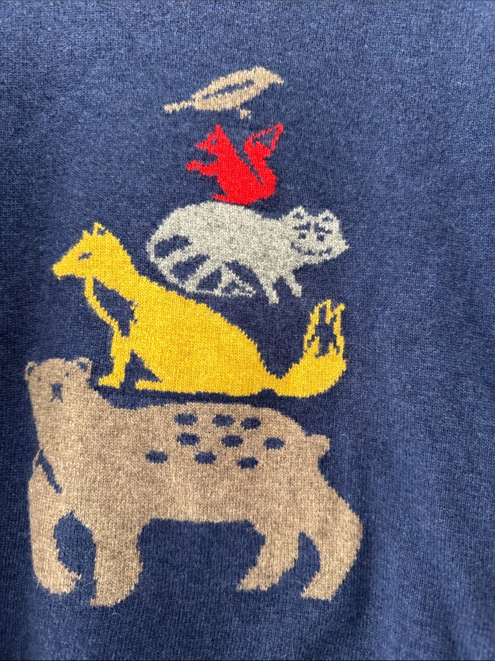 Navy Kids' Animal Stack Crewneck Sweater - Picture 3 of 5